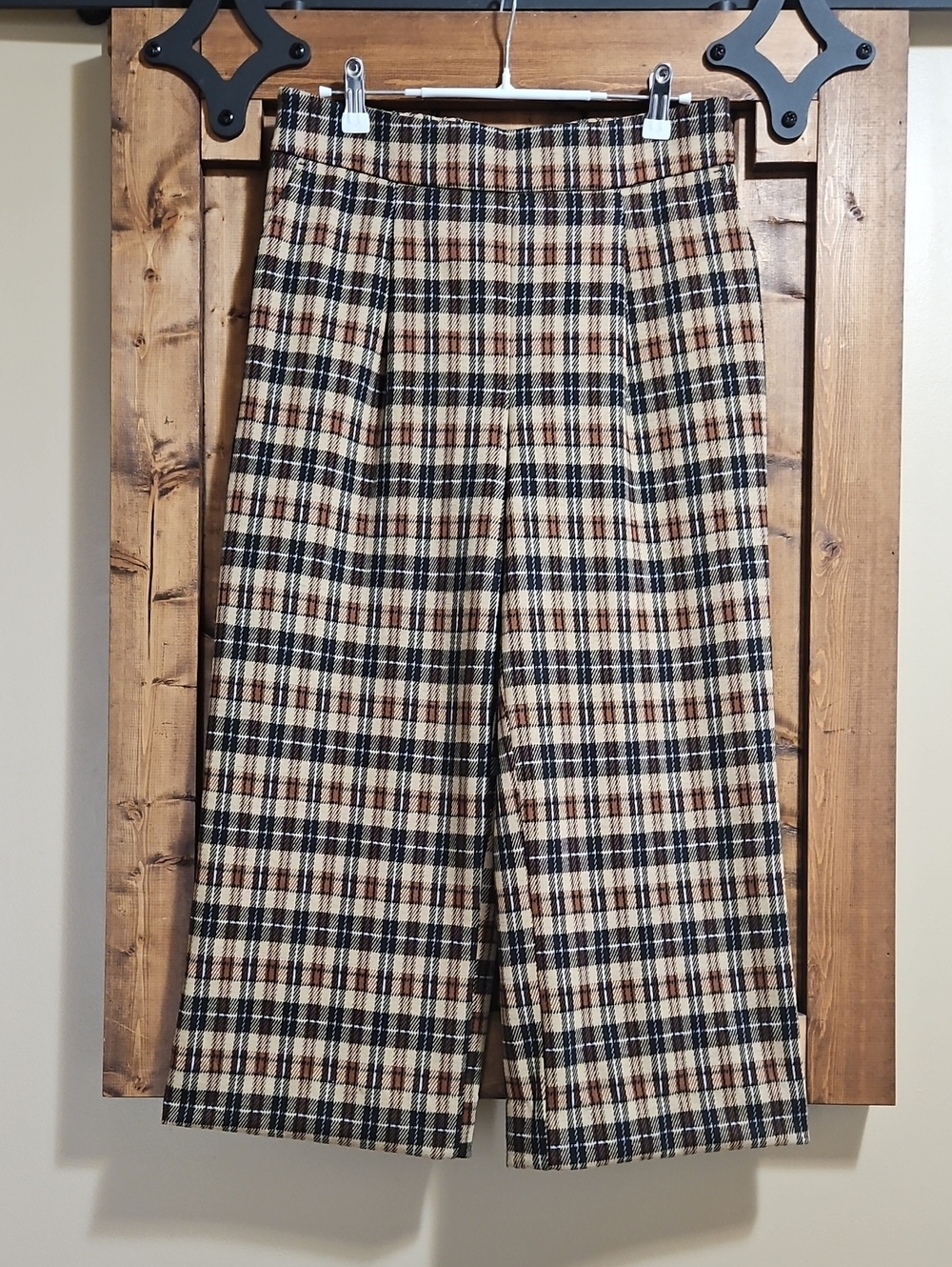 Jules & Leopold Tartan Plaid Cropped Wide-Leg Pants S